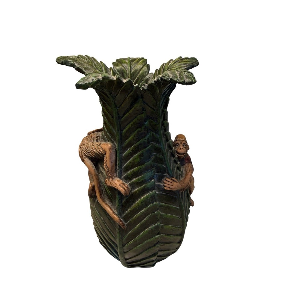 Palm Tree Vase 🐒 Monkeys Chasing Each Other Bananas Cedar Creek Collection - Picture 3 of 3